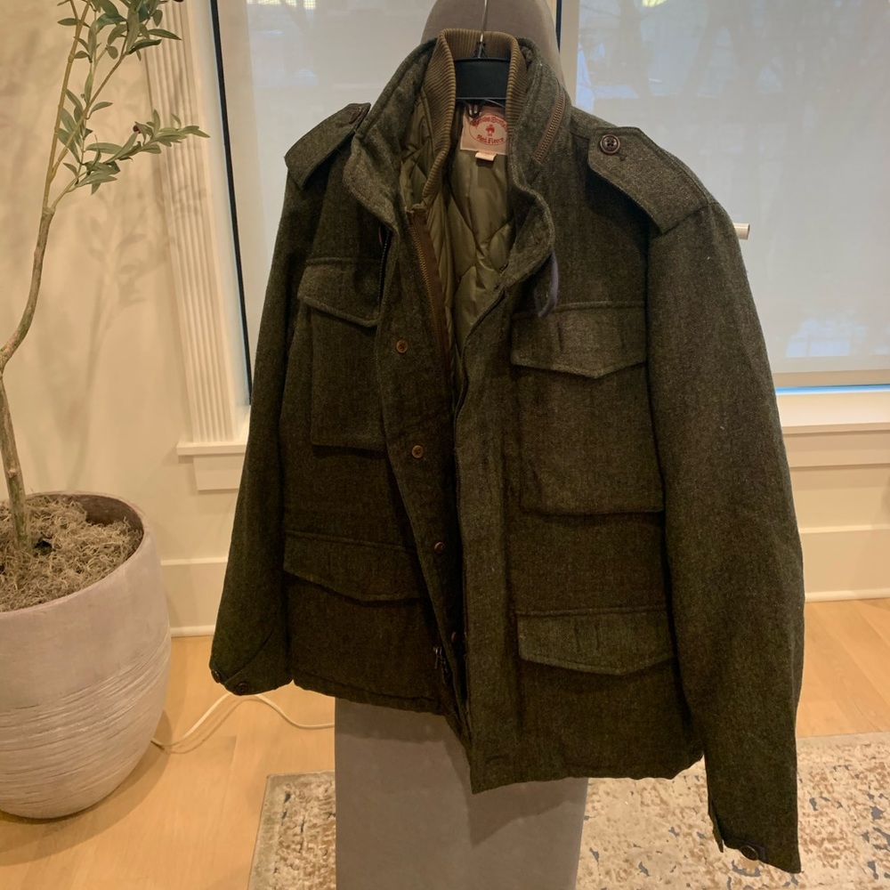 Olive Tweed Brooks Brothers Jacket with Zip Out Quilted Vest